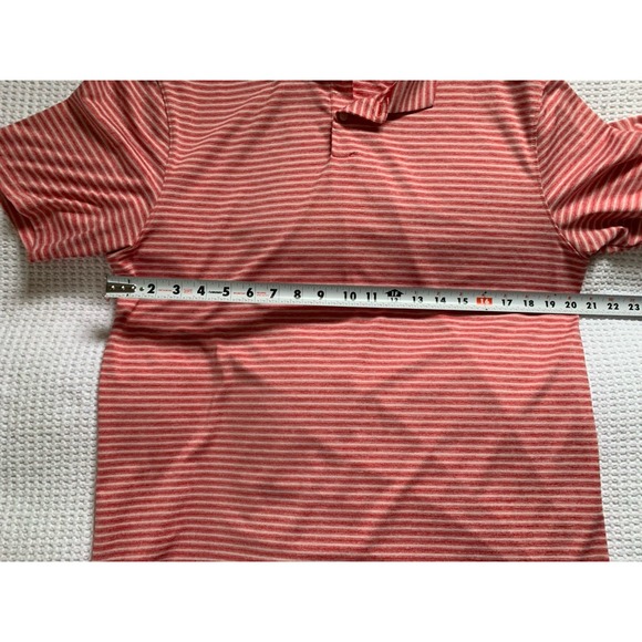 Nike dri fit polo shirt men's medium red striped ‎ 100% polyester - Picture 4 of 9